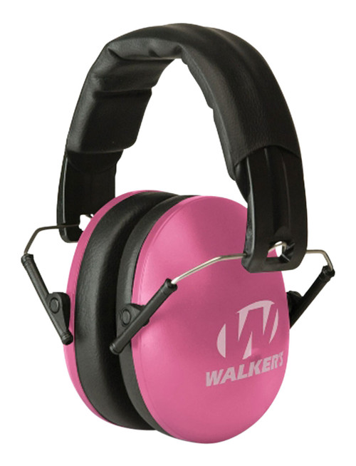 Walker's Youth & Women Passive Folding Ear Muff 27NRR Low Profile Pink/Black Polymer