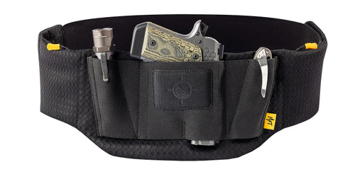 Mission First Tactical Belly Band H6BB1 Black Mesh Firearm Carry with Zippered Pockets 26"-52"