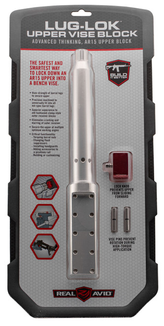 Real Avid AVAR15LLVB Lug-Lok AR-15 Upper Vise Block Silver Aluminum with Adjustable Vise Pins