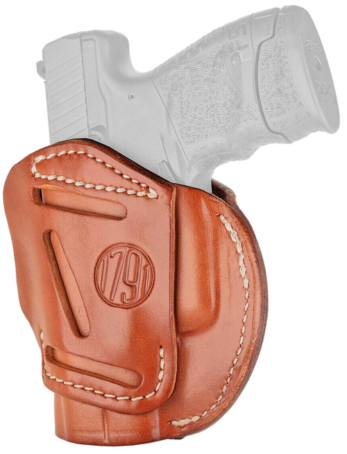 1791 Gunleather Ambidextrous 3-Way Belt Holster Size 03 Classic Brown Leather - Glock 26, LC9, M&P Shield Compatible