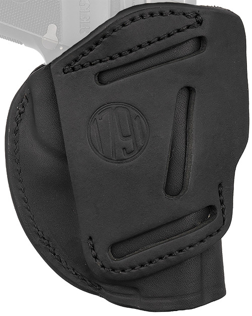 1791 Gunleather 4WH1 Size 01 Stealth Black Leather IWB OWB Clip Holster for 1911 3 and 4 Inch Glock 48 Left Hand