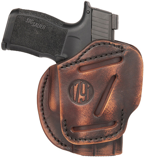 1791 Gunleather 3-Way Belt Loop Holster Size 02 Vintage Leather Fits Ruger LCP/Glock 42/Sig P365 Ambidextrous