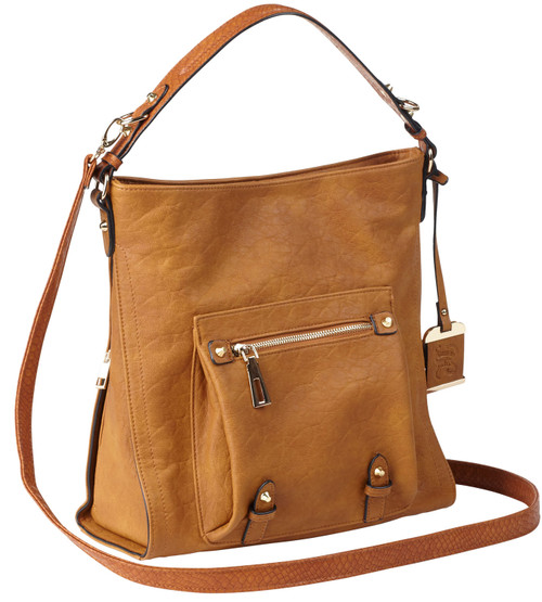 Bulldog BDP054 Concealed Carry Hobo Purse Brown Leather with Holster Most Small Handguns Right Hand