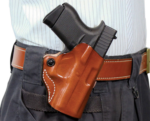 DeSantis Mini Scabbard Tan Unlined Leather OWB Holster Sig Sauer P365 Red Dot Right Hand