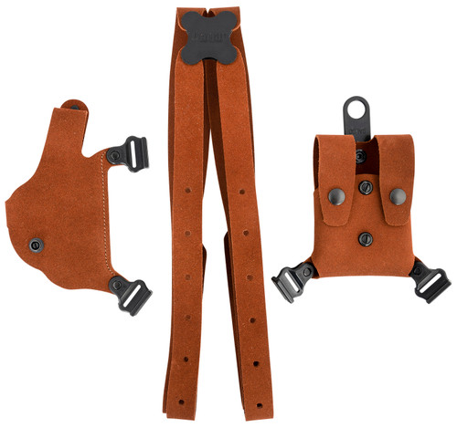 Galco CL2224 Natural Leather Classic Lite 2.0 Shoulder Holster System, Glock 17/19/22 Gen2-5, Right Hand - Worn/Missing Mag Carrier