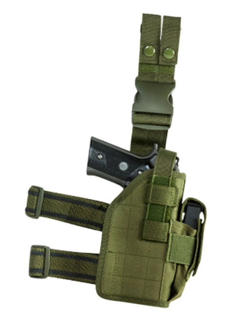 NcStar Drop Leg Thigh Holster Green PVC Fits Most Full Size and Compact Semi-Auto Pistols Right Hand