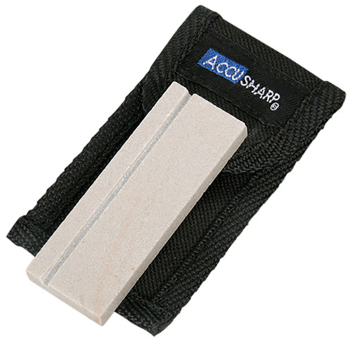 AccuSharp 024C Pocket Stone Natural Arkansas Stone Sharpener White Includes Belt Carry Pouch