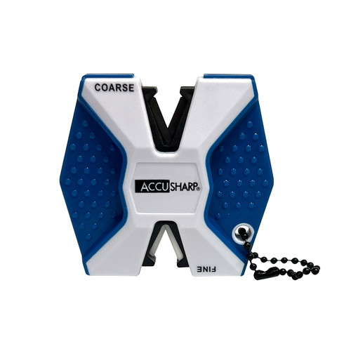 AccuSharp Handheld 2-Step Knife Sharpener Diamond Tungsten Carbide Coarse Fine Blue White