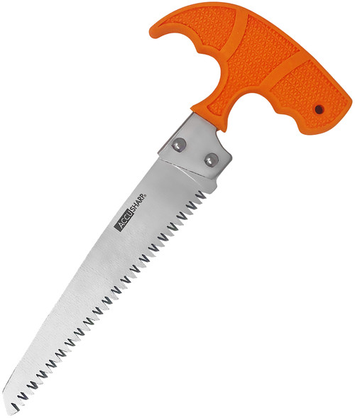 AccuSharp 730C Fixed 6" Bone Saw Stainless Steel with Textured Blaze Orange T-Handle - Includes Nylon Belt Sheath