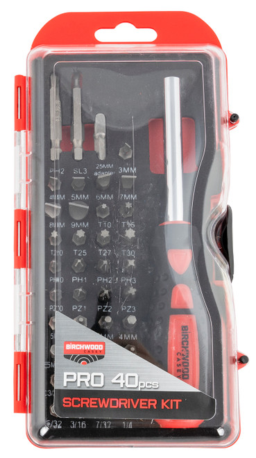 Birchwood Casey Pro Gunsmith Screwdriver Kit PROSDS, 40-Piece Slotted/Phillips/Torx/Hex Set