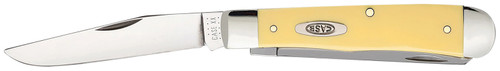 Case 00161 Trapper 3.25"/3.27" Folding Clip Point/Spey Plain Tumble Polish Chrome Vanadium Steel Blade/Yellow Synthetic Handle