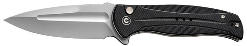 Civivi Incindie Pocket Knife 3.48" Spear Point 14C28N Stonewashed Blade, Black G10 Textured Handle w/ Pocket Clip