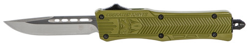 CobraTec Knives SODCTK1SDNS CTK-1 Small 2.75" OTF Drop Point Plain D2 Steel Blade/OD Green Aluminum Handle Features Glass Breaker Includes Pocket Clip