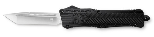 CobraTec CTK-1 OTF Tanto 3.25" Plain D2 Steel Blade Black Aluminum Handle Glass Breaker Included