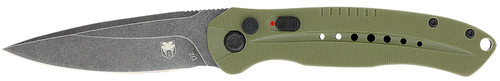 CobraTec Knives Diablo 3.50" Auto Folding Knife Black D2 Stonewashed Blade OD Green Textured G10 Handle