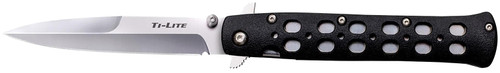 Cold Steel Ti-Lite 4" Plain Spear Point AUS-8A Folding Knife Black Zy-Ex Handle Thumb Stud Open