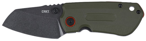 CRKT Overland Compact 2.24" Folding Stonewashed D2 Blade Green G10 Orange Accent Handle Frame Lock with Pocket Clip