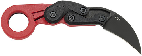 CRKT Provoke 4041R 2.47" Folding Hawkbill Karambit, Plain Black Stonewashed 1.4116 SS Blade, Red Grivory Handle