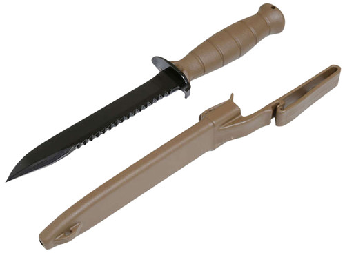 Glock Fixed Blade Field Knife 7" Clip Point with Saw Carbon Steel, FDE Textured Trimond Polymer Handle