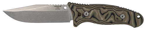 Hogue 35278 EX-F02 4.50" Fixed Clip Point Knife, Tumble Polish 154CM SS Blade, G-Mascus Green G10 Textured Handle