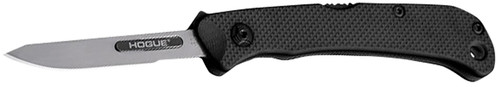 Hogue 35836 Expel 2.50" Folding Scalpel Plain Satin High Carbon Steel Blade, Black Textured G10 Scales/SS Handle
