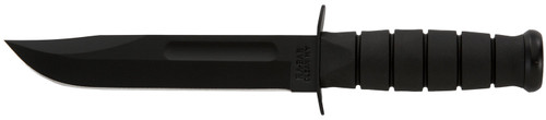 Ka-Bar 1211 Fighting Utility 7" Plain Clip Point Black 1095 Cro-Van Fixed Blade, Black Kraton Handle w/ Sheath