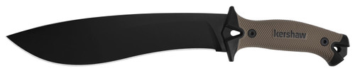 Kershaw Camp 10 1077TAN 10" Black Powder Coated 65Mn Carbon Steel Machete Tan Glass-Filled Nylon Handle Molded Sheath