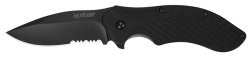 Kershaw Clash Part-Serrated Folding Pocket Knife 3.10" Black Oxide 8Cr13MoV Blade Glass-Filled Nylon Handle with Clip