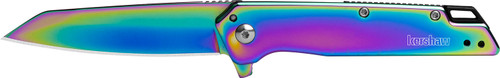 Kershaw Misdirect Rainbow 3" Folding Knife 1365RBW, Polished Rainbow PVD 4Cr14 Blade with Stainless Steel Handle