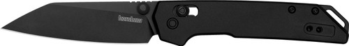 Kershaw Mini Iridium Black Folding Knife 2051RBLK, 3" Reverse Tanto Black Oxide D2 Blade with Black Aluminum Handle