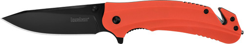 Kershaw Barricade Folding Emergency Knife 3.50" Drop Point 8Cr13MoV Black Blade, Orange Glass-Filled Nylon Handle