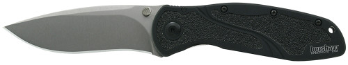 Kershaw Blur Folding Knife 3.40" CPM S30V Stonewashed Drop Point Recurve Blade, Black Anodized Aluminum Handle