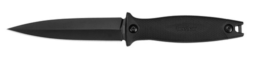 Kershaw 4007 Secret Agent 4.40" Fixed Spear Point Plain Black Oxide 8Cr13MoV SS Blade Black Glass-Filled Nylon Handle Includes Sheath