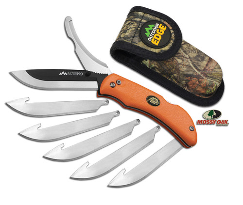 Outdoor Edge RazorPro RO20C 3.50" Folding 420J2 Stainless Steel Razor/Gut Blade Orange FRN Handle