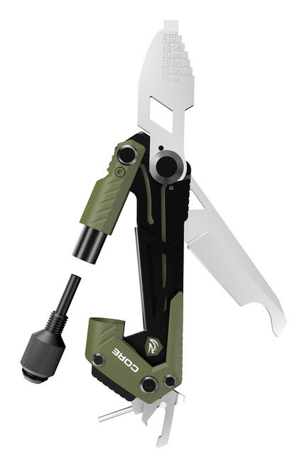 Real Avid AVGTCORSG Shotgun Core Gun Tool Compact Stainless Folding Design, Olive Green/Black