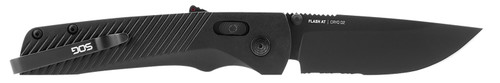 SOG SOG11180241 Flash AT Everyday Carry Folder 3.45" Part Serrated Black TiNi D2 Steel Blackout Handle
