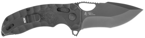 SOG Kiku XR LTE 3.02" Plain Cryo Tanto Folding Knife CTS XHP Steel Blade Deep Textured Black Linen Micarta Handle Includes Belt Clip