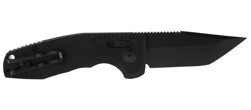 SOG SOG-15-38-10 SOG-TAC Auto Compact 2.94" Tanto Part Serrated Black TiNi D2 Steel Blade Aluminum Handle Includes Clip