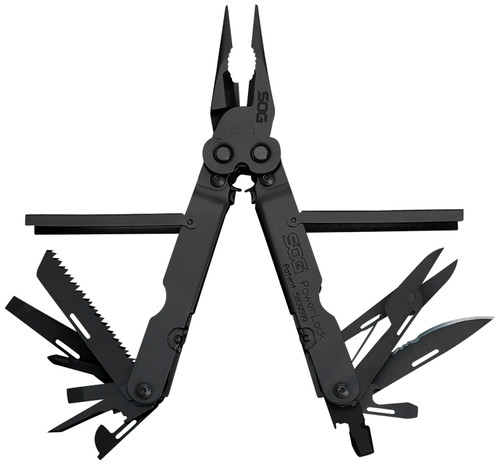 SOG SOG-B61N-CP Powerlock 18-Tool Black Oxide Stainless Multi-Tool 7" with Nylon Pouch