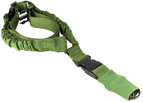 Aim Sports One Point Bungee Green Elastic Rifle Sling for AR-15 Platforms 26-Inch Adjustable OAL
