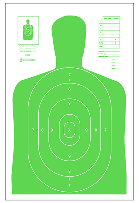 Action Target B27ELGR100 Qualification Silhouette Paper Hanging Target Fluorescent Green 23"x35" Box of 100