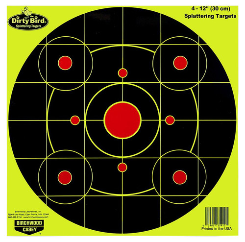 Birchwood Casey Dirty Bird 12" Bullseye Paper Hanging Target Black/Yellow 25 Per Package