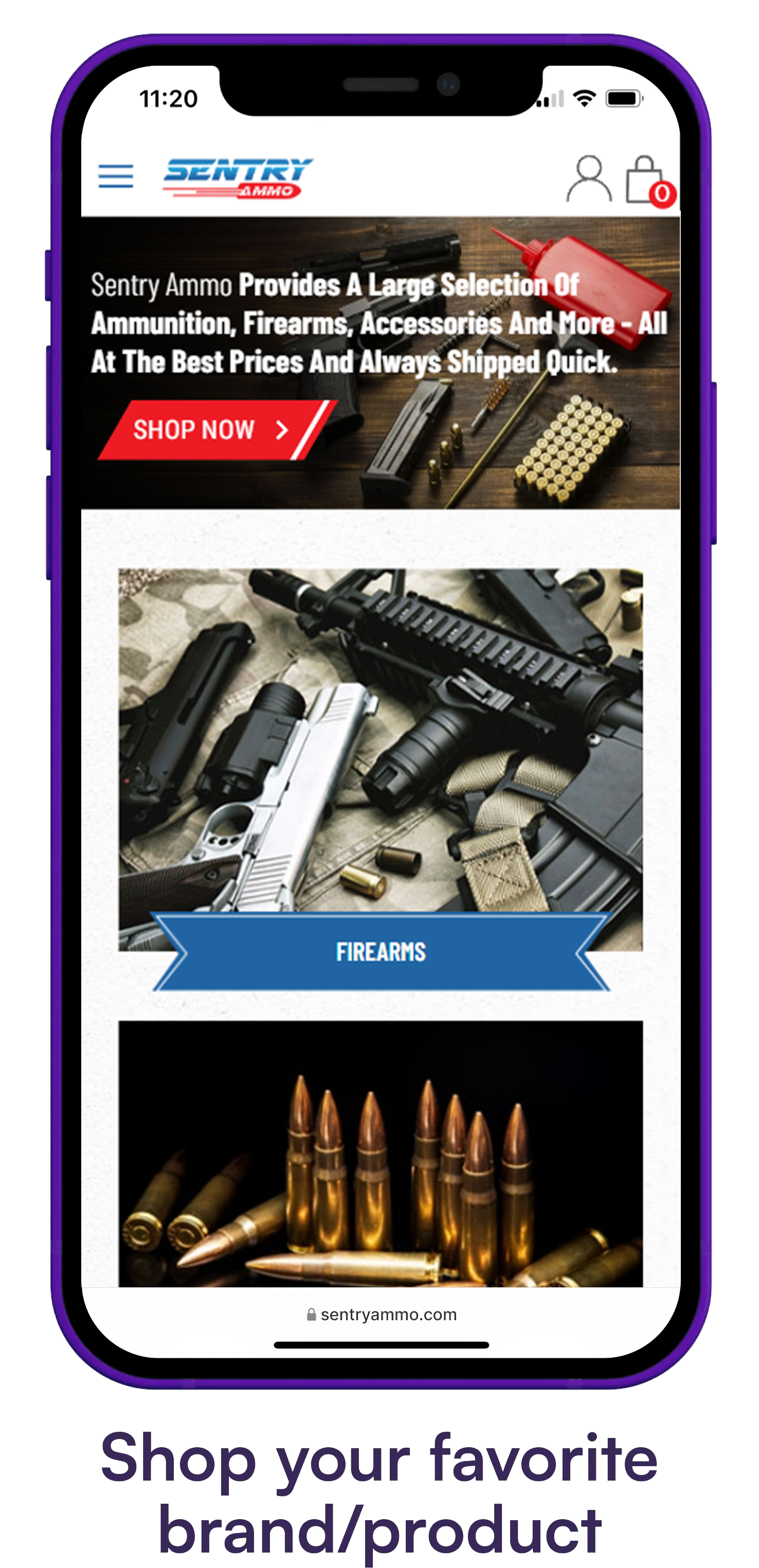 Product selection screenshot