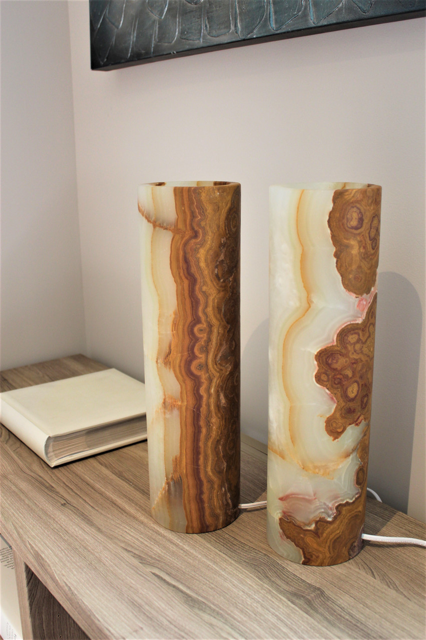 Alabaster Natural Stone Mini Table Lamp in Brown Caramel with Choice of  Shade - Royal Designs, Inc.