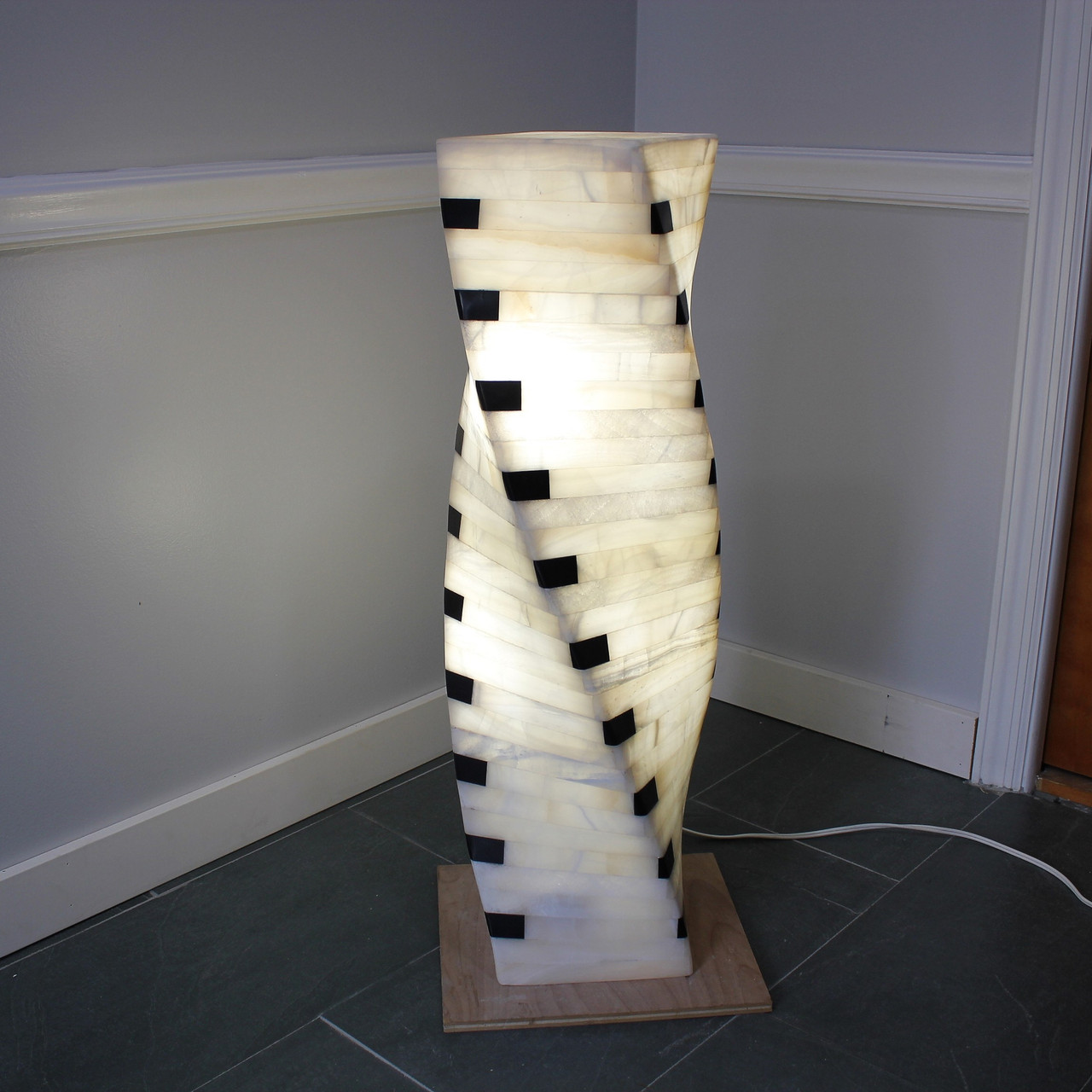 Stylish natural stone floor lamp, sculpture pedestal, floor lamp