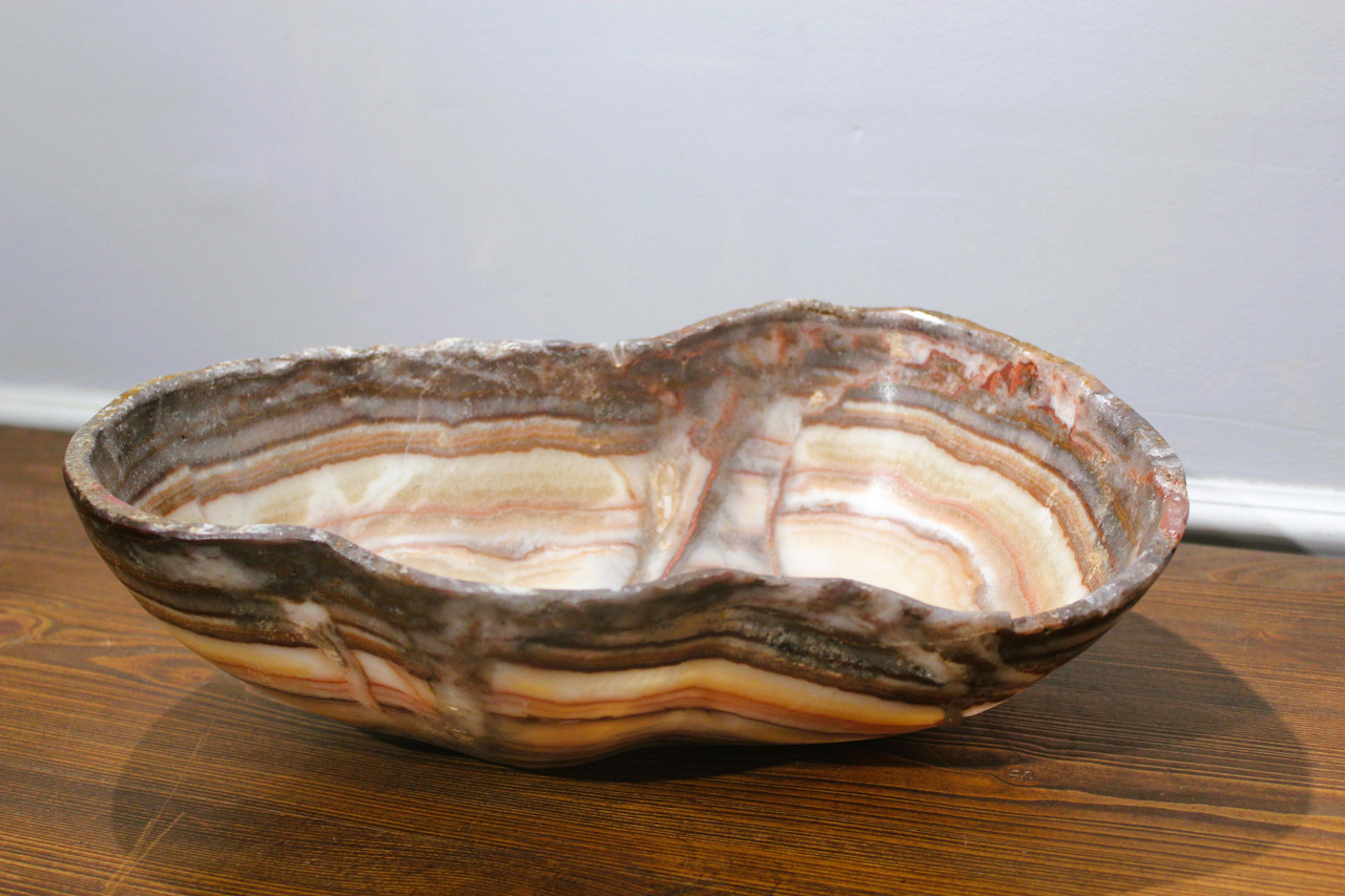 Natural Stone Onyx decorative bowl, statement stone decorative bowl,  alabaster art