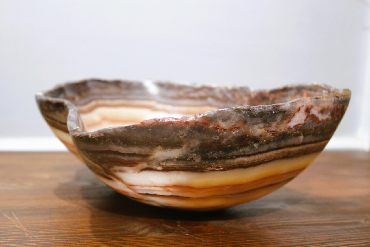 Natural Stone Onyx decorative bowl, statement stone decorative bowl,  alabaster art
