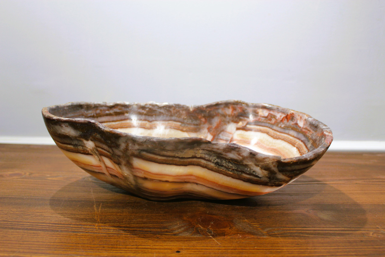 Natural Stone Onyx decorative bowl, statement stone decorative bowl,  alabaster art