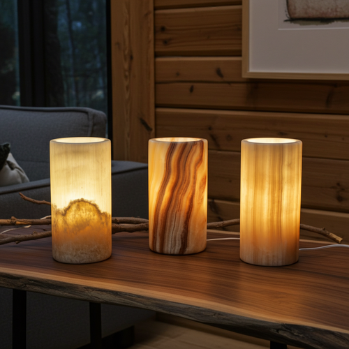 Light Fire Onyx accent lamp, 12" - A Hand-Carved Masterpiece