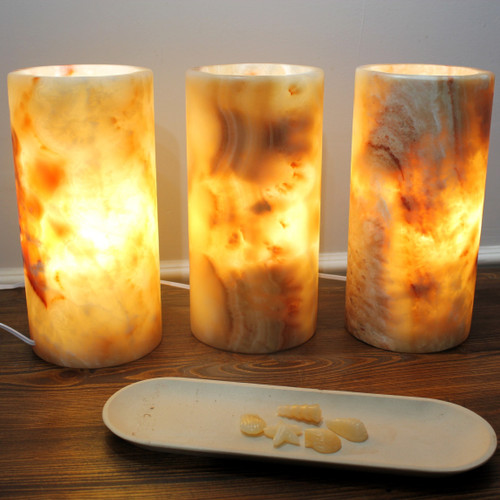 Natural Onyx Accent Lamp, 12" - Flowing lava tones and pattern